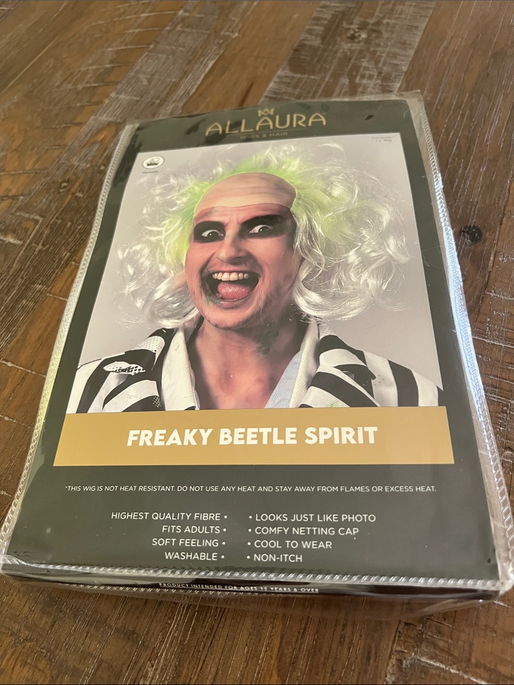 Freaky Beetle Spirit Costume Wig - Neon Green & White New